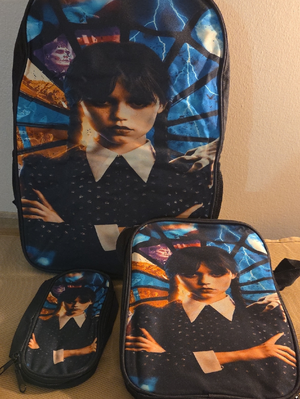 Wednesday Addams Themed 3-piece backpack set